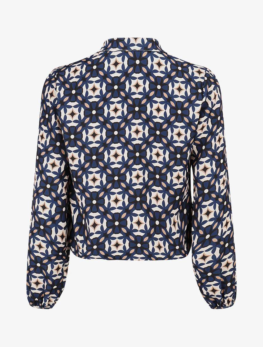 Blouse met grafische bloemenprint - Marineblauw - Image 2