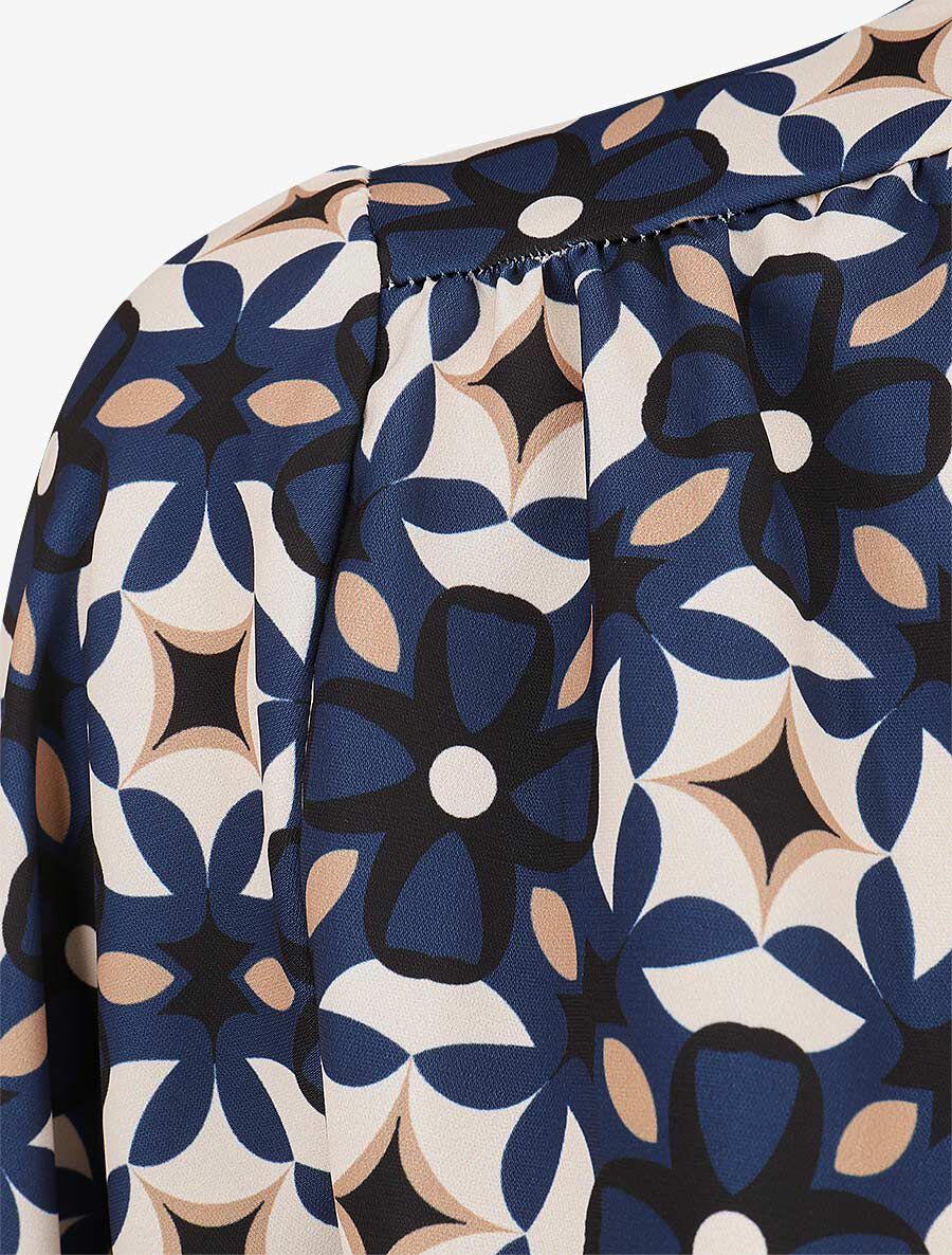 Blouse met grafische bloemenprint - Marineblauw - Image 3