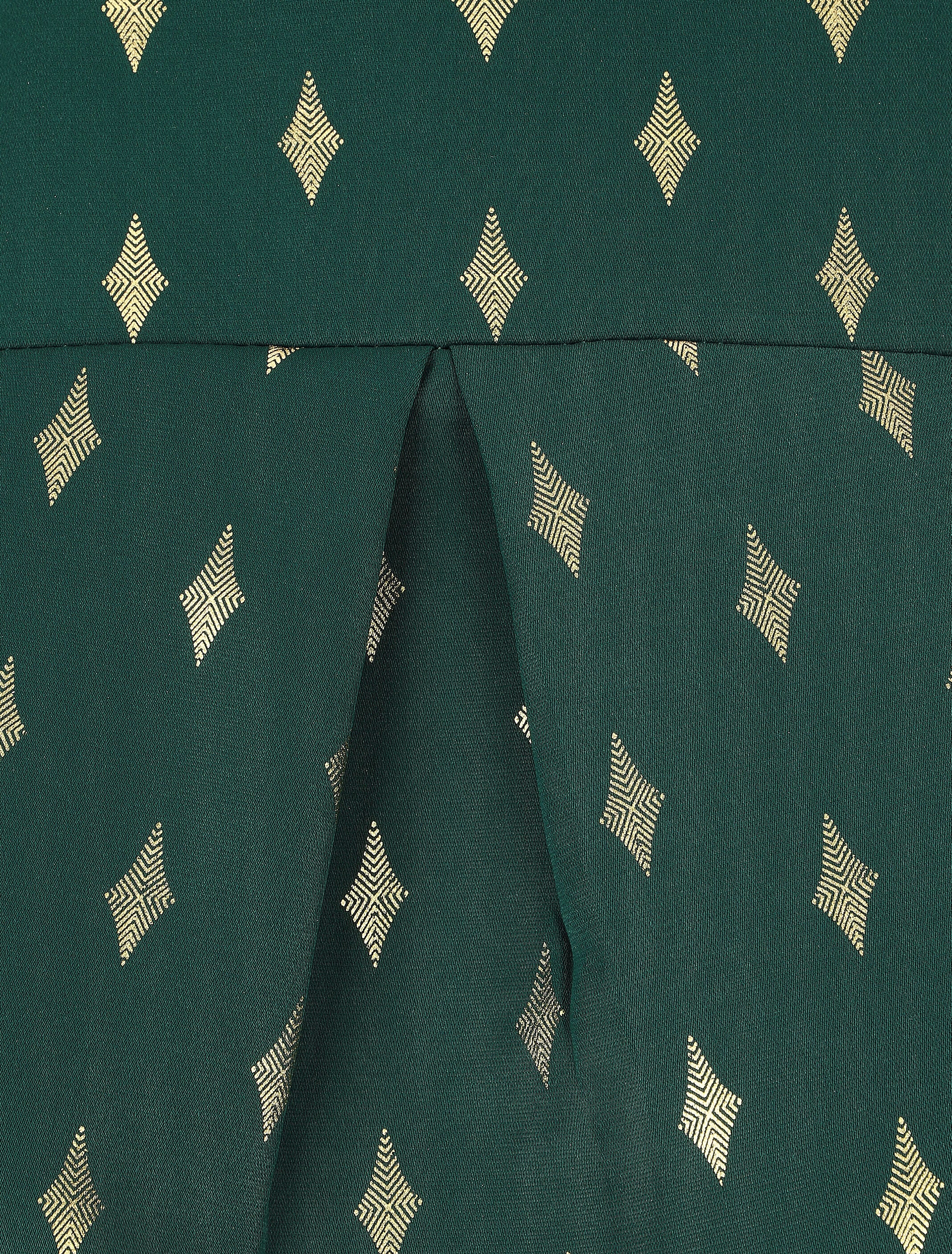 Blouse met hoge kraag en goudkleurige ruitjesprint - groen - Image 3
