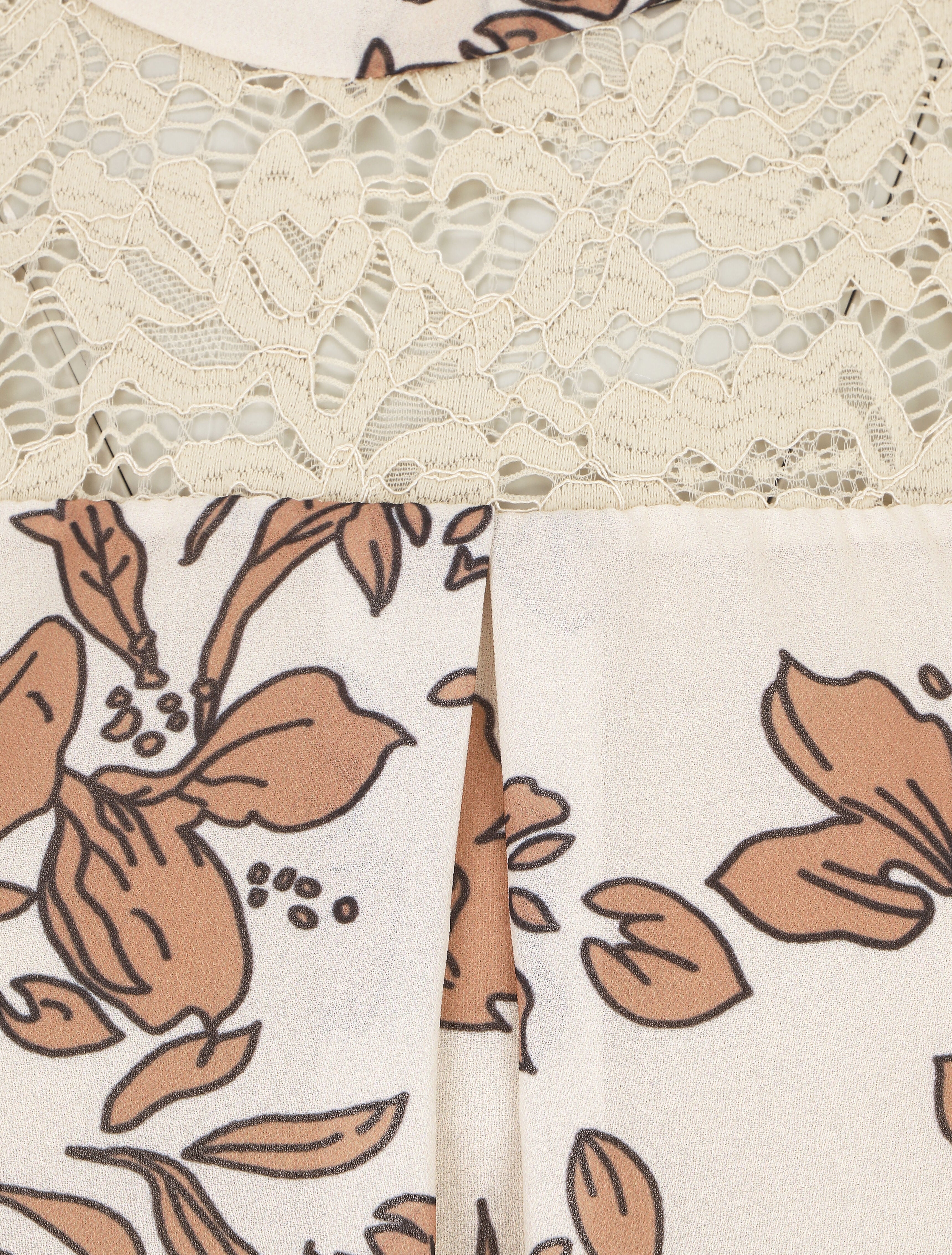 Blouse met lange kanten mouwen en bloemenprint - Beige - Image 3