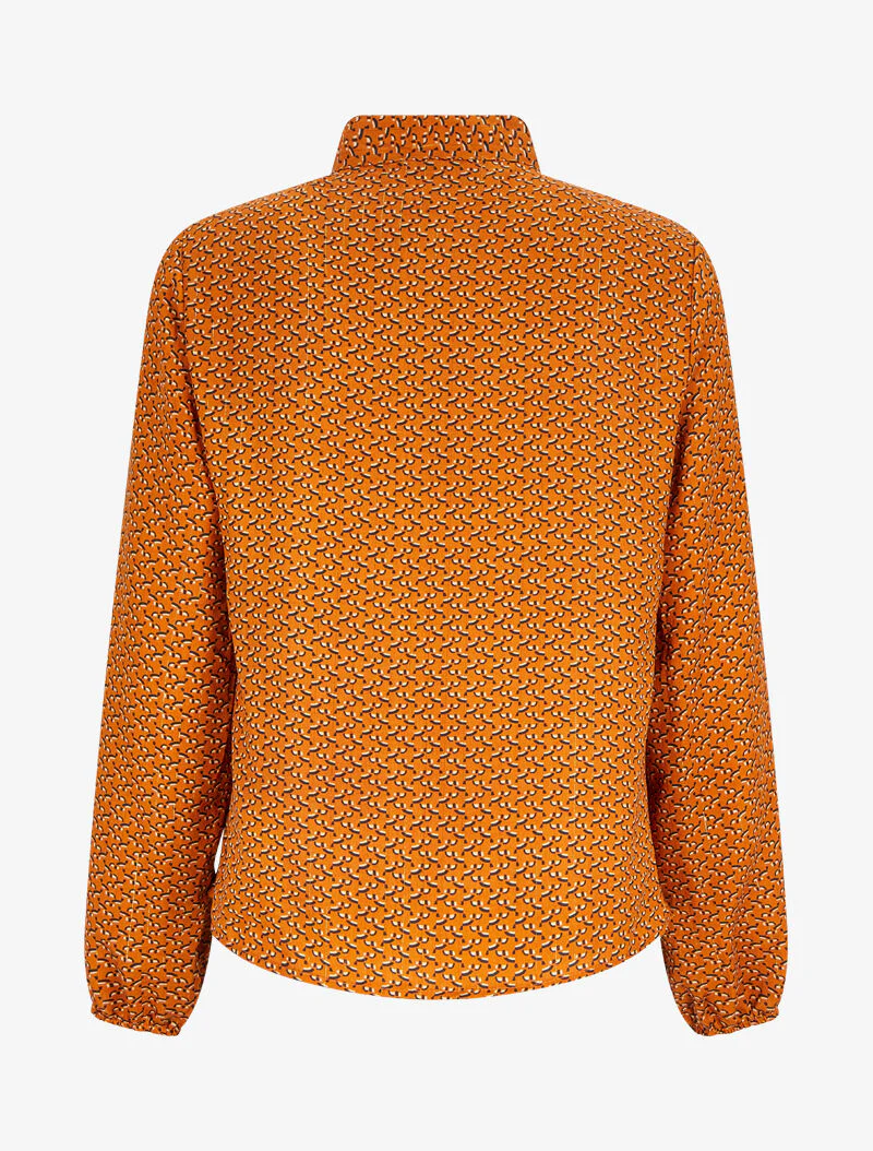 Blouse met lavallièrekraag en grafische print - Oranje - Image 2