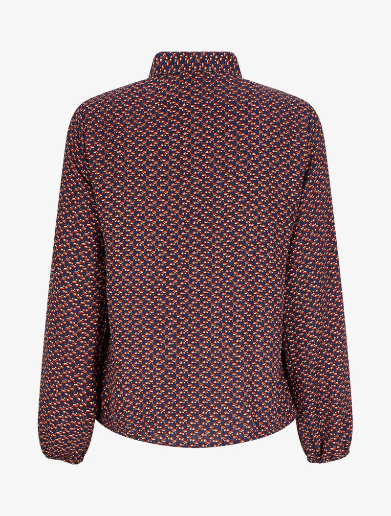Blouse met lavallièrekraag met grafische print - Marineblauw - Image 2