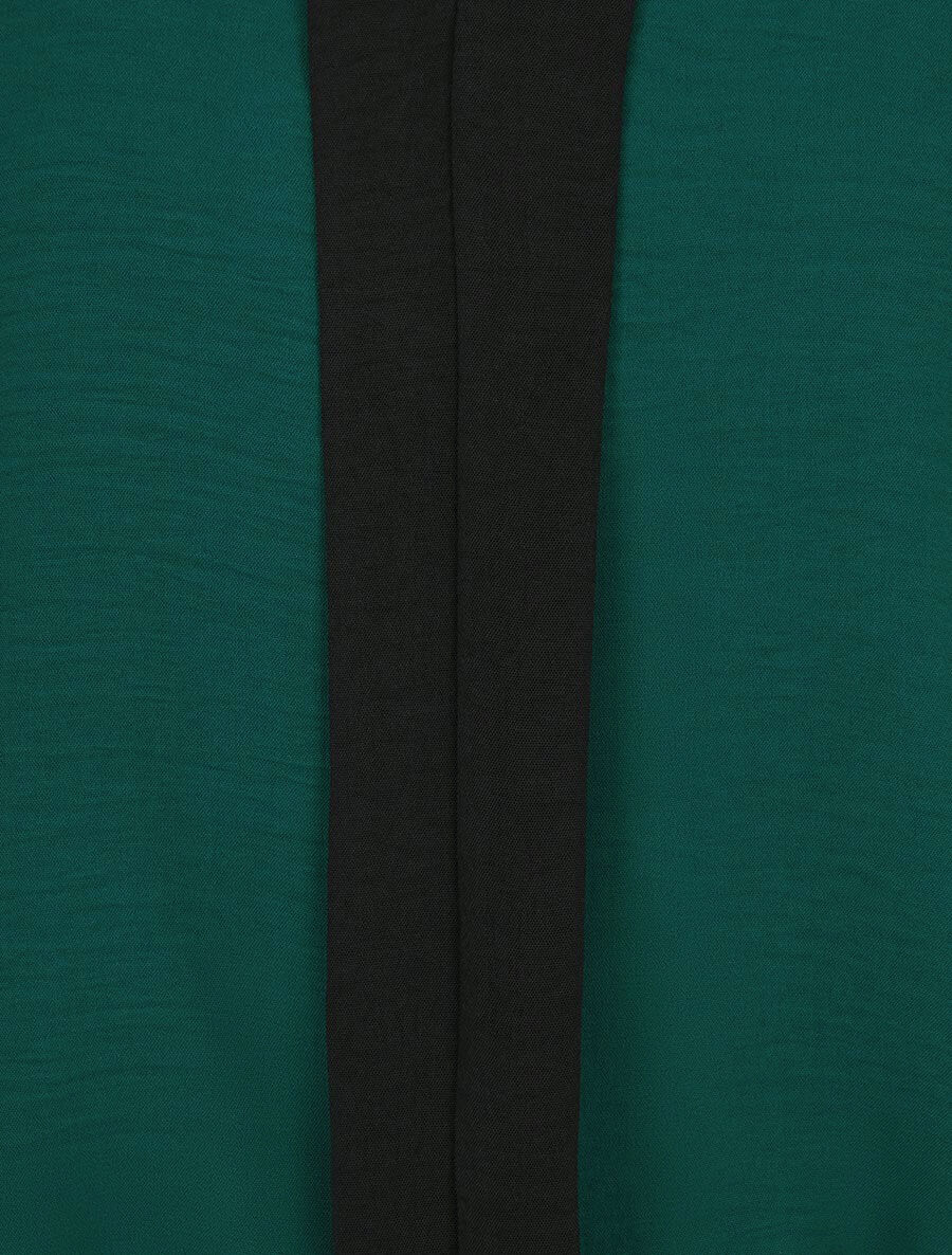 Blouse met ronde hals en contrasterende biezen - dennengroen - Image 3