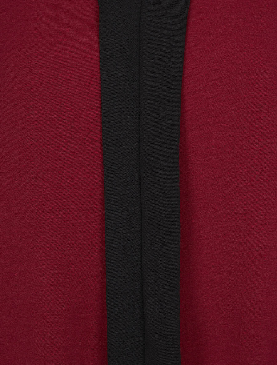 Blouse met ronde hals en contrasterende biezen - Bordeauxrood - Image 3