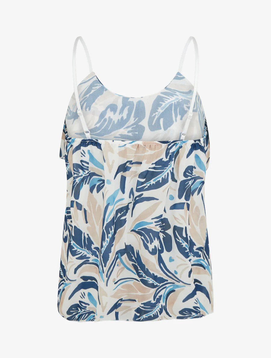 Blouse met ruches en bladenprint - Marine - Image 2
