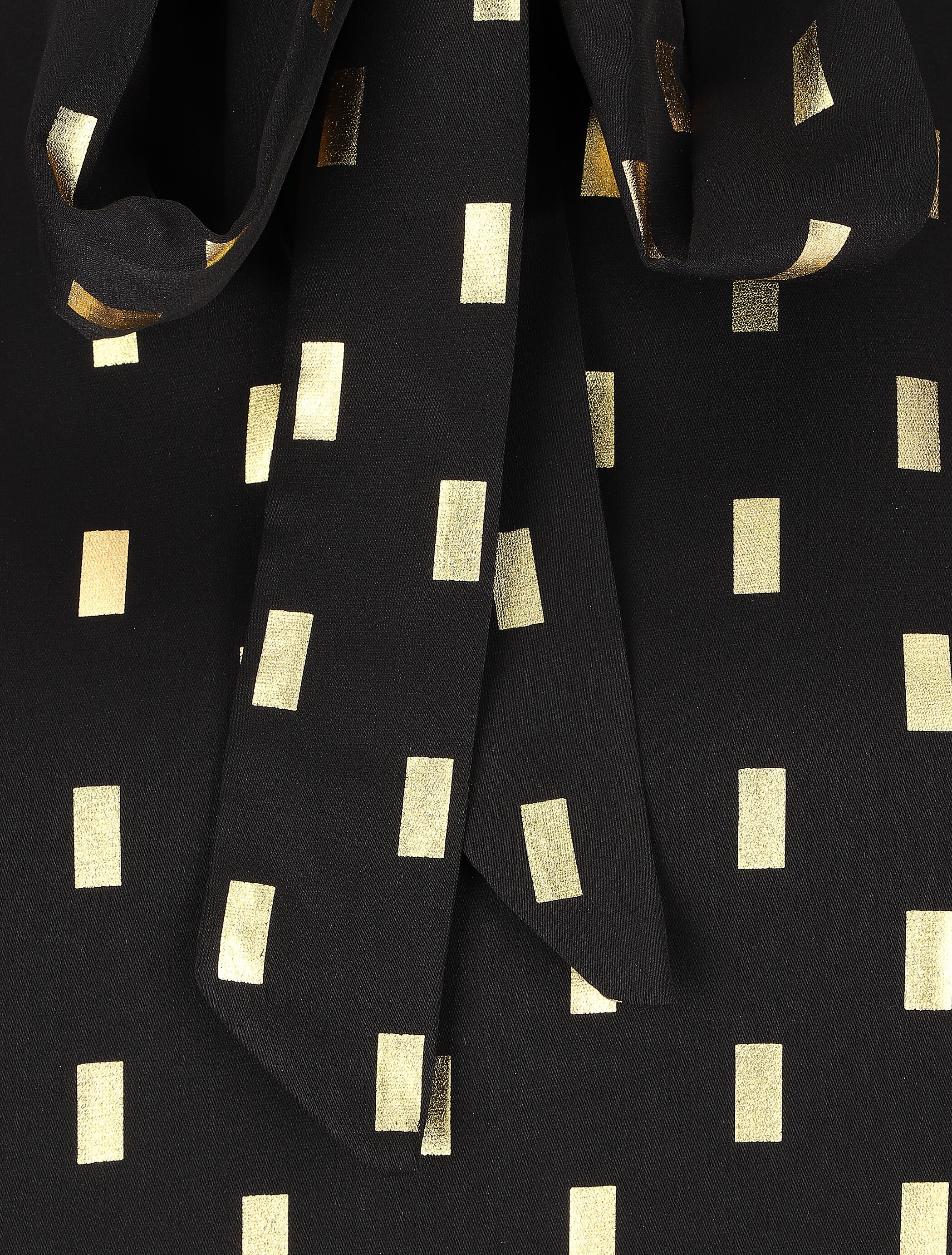 Blouse met strikkraag en vergulde rechthoekige print - zwart - Image 3