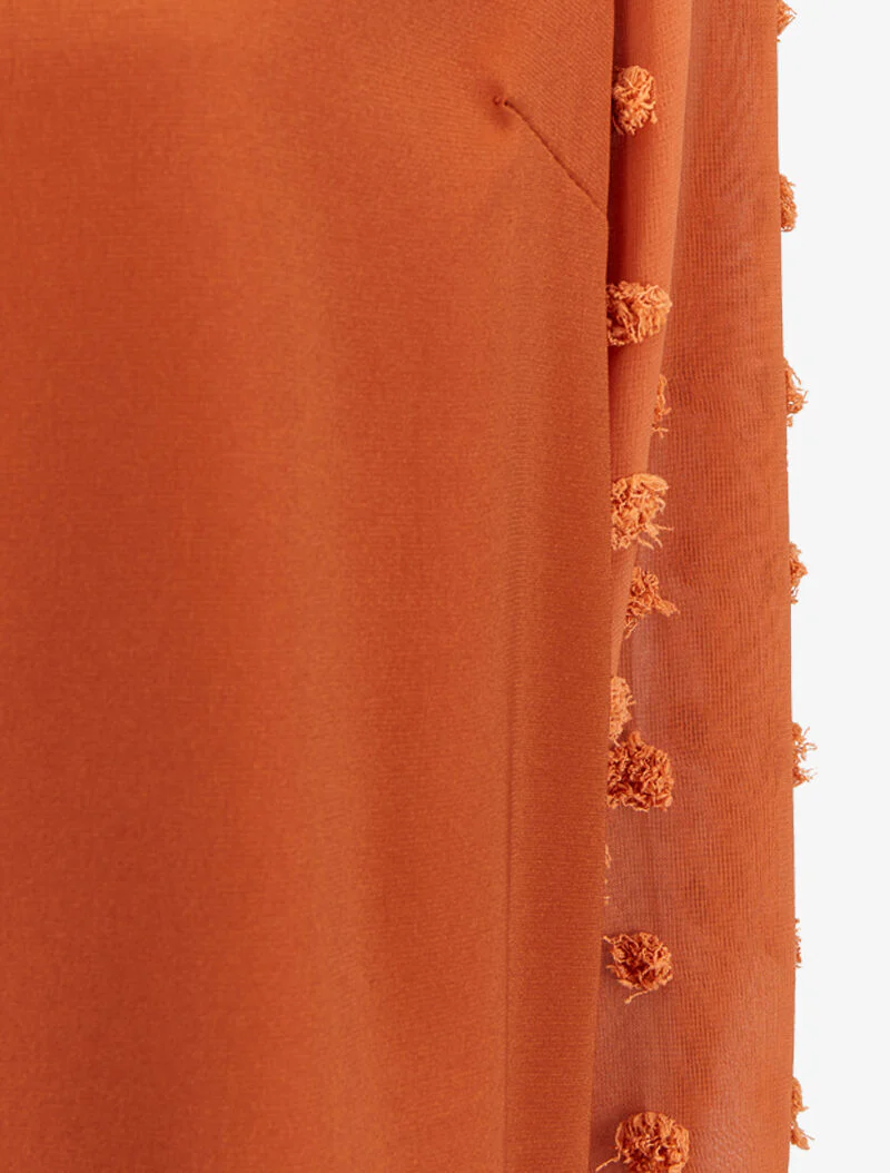 Blouse met transparante mouwen in plumetis-stijl - Roest - Image 3