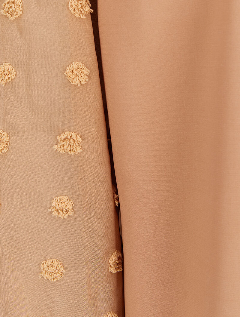 Blouse met transparante mouwen in plumetis-stijl - Kameel - Image 3