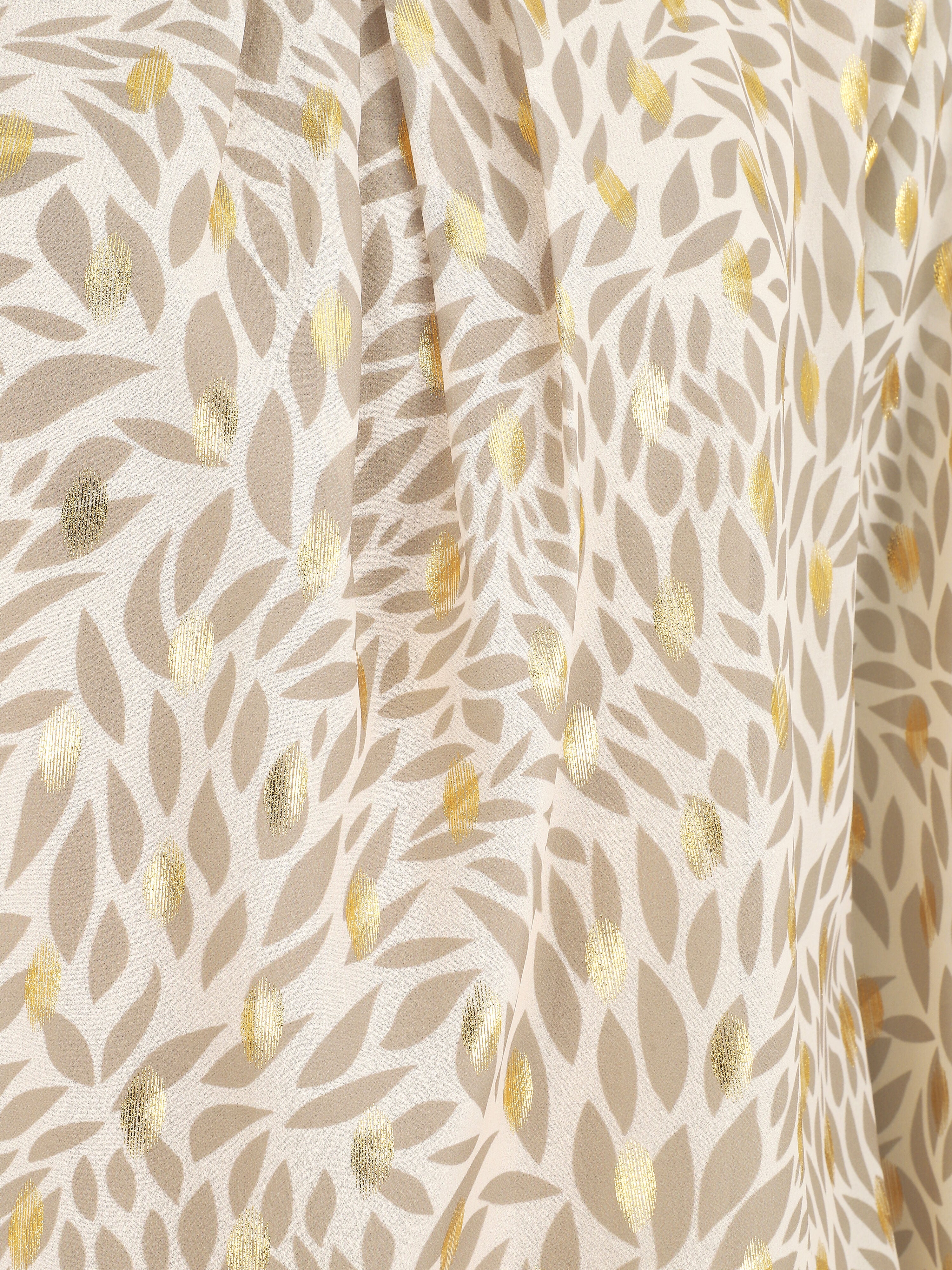 Ruime blouse van voile met iriserende bladerenprint - Beige - Image 3