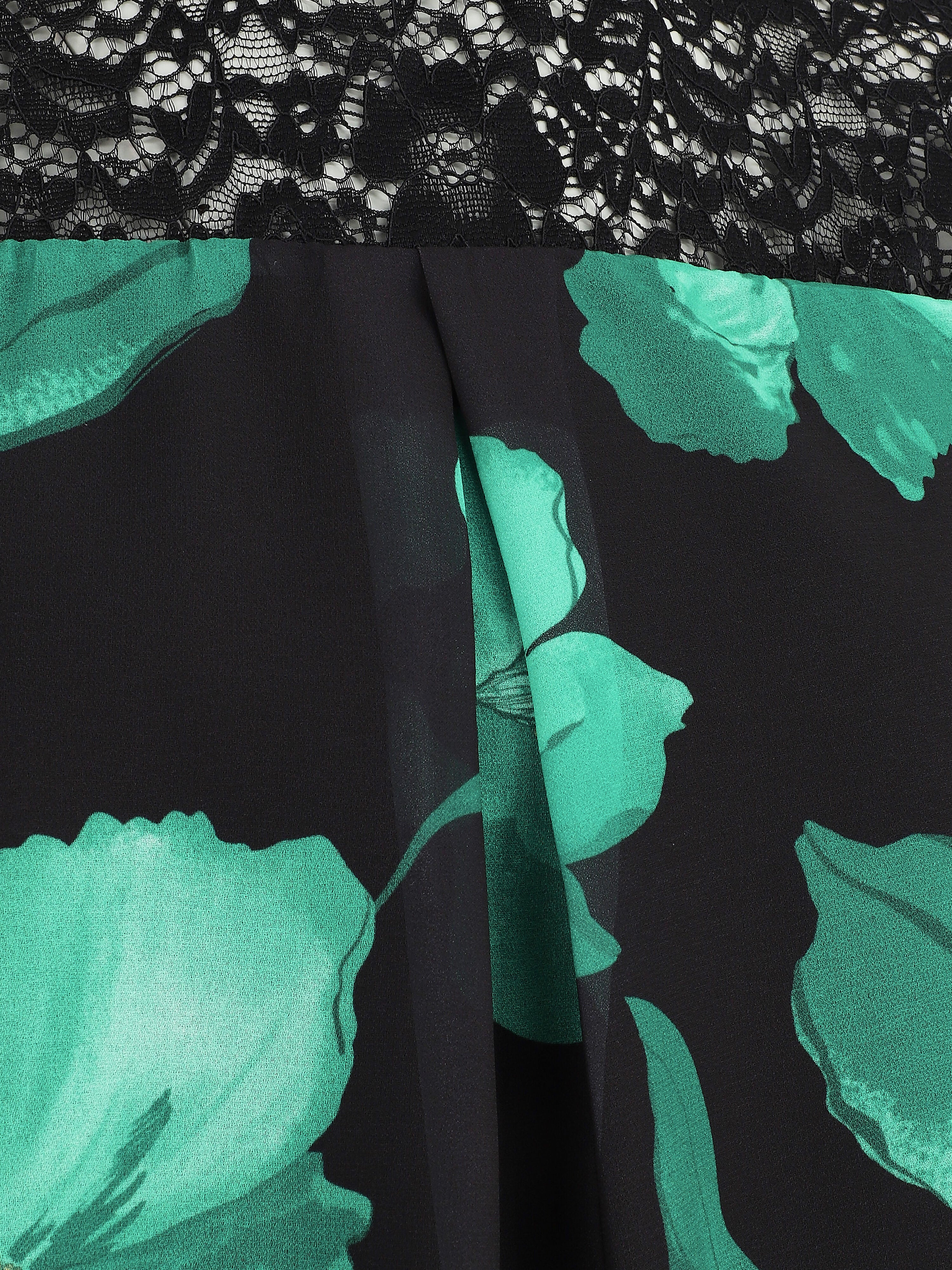 Blouse van geprinte grote bloemen voile - Zwart - Image 3