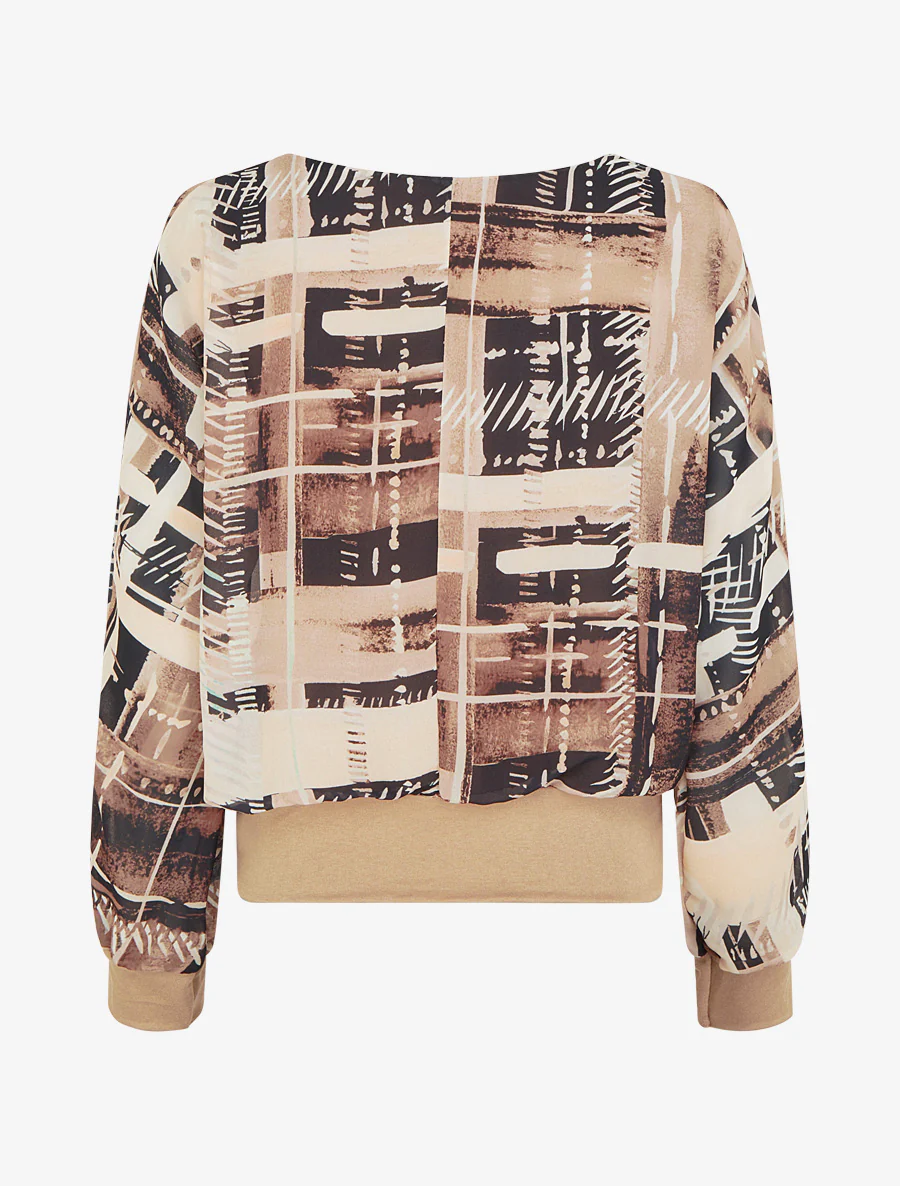 Blouse van voile met abstracte print - Beige - Image 2