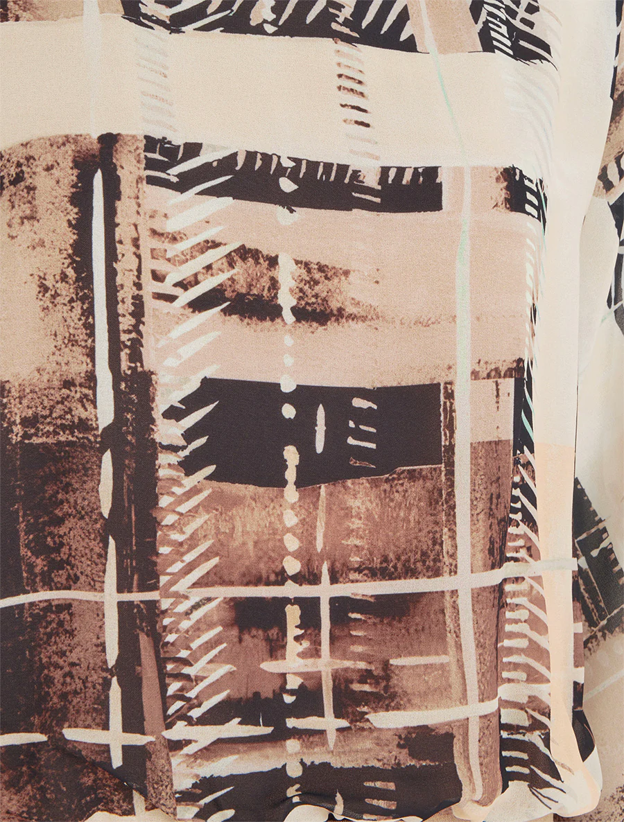 Blouse van voile met abstracte print - Beige - Image 3