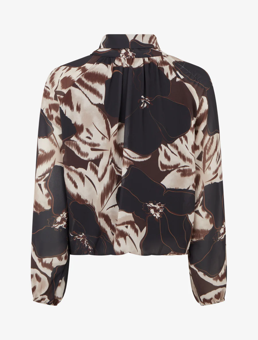 Blouse van voile met bloemenprint om te knopen - Zwart - Image 2