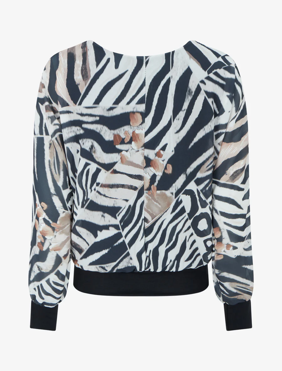 Blouse van voile met dierenprint - Zwart - Image 2