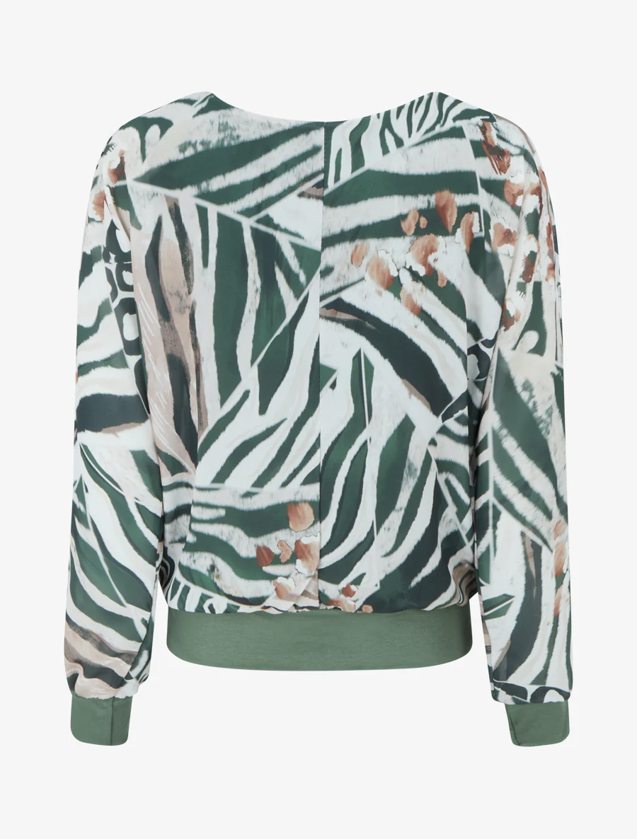 Blouse van voile met dierenprint - Kaki - Image 2