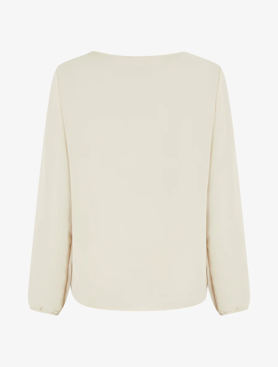 Blouse van voile met een gedrapeerd effect. - Beige - Image 2