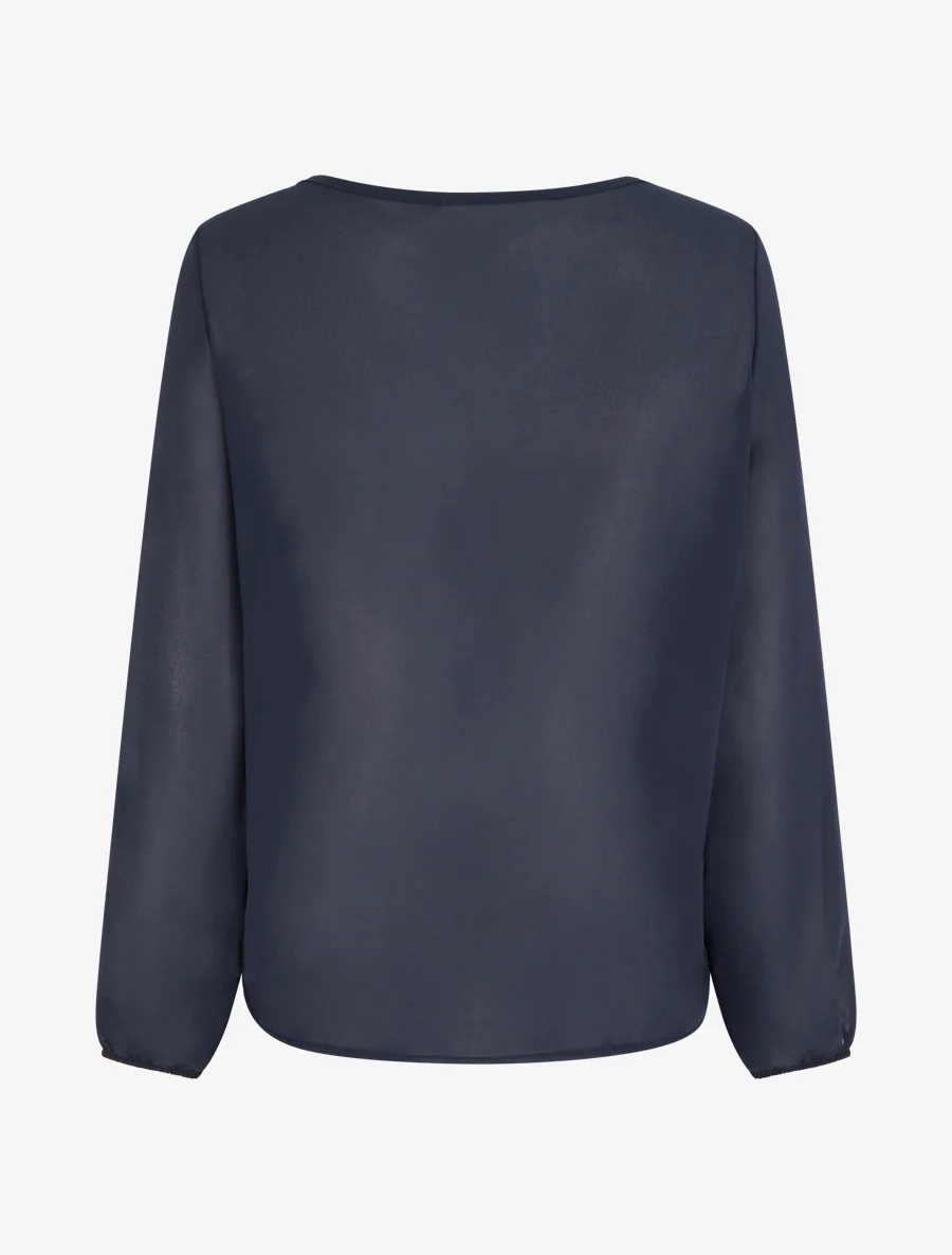 Blouse van voile met een gedrapeerd effect. - Marine - Image 2