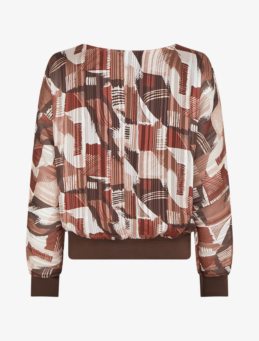 Blouse van voile met fantasieprint en iriserend detail - Bruin - Image 2