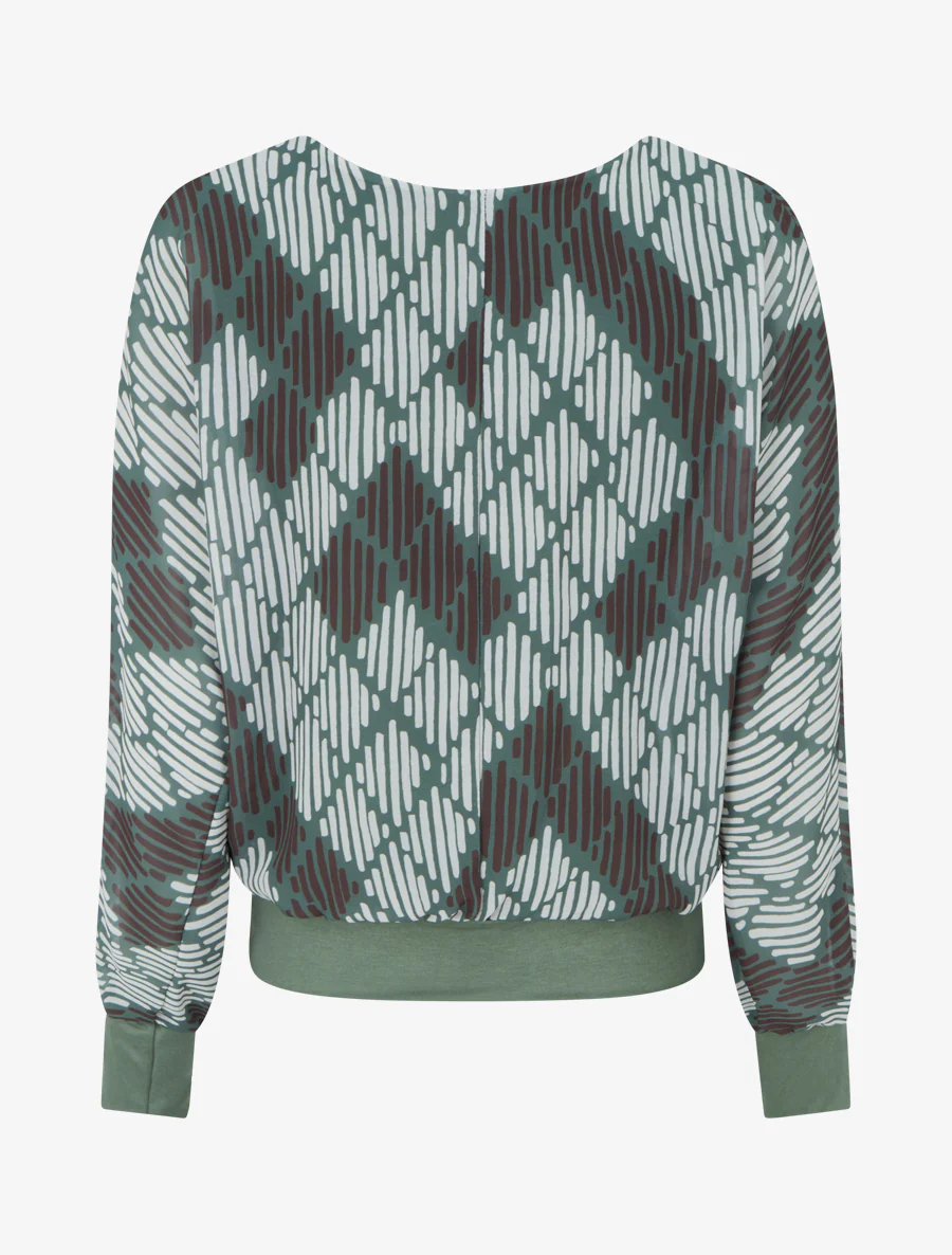 Blouse van voile met grafische print - Kaki - Image 2