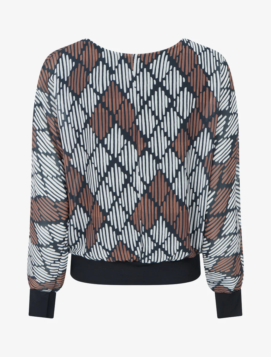 Blouse van voile met grafische print - Zwart - Image 2