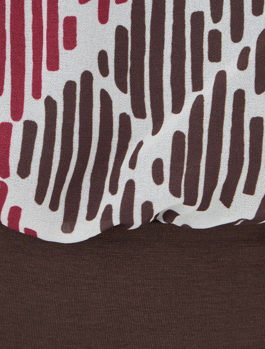 Blouse van voile met grafische print - Bruin - Image 3