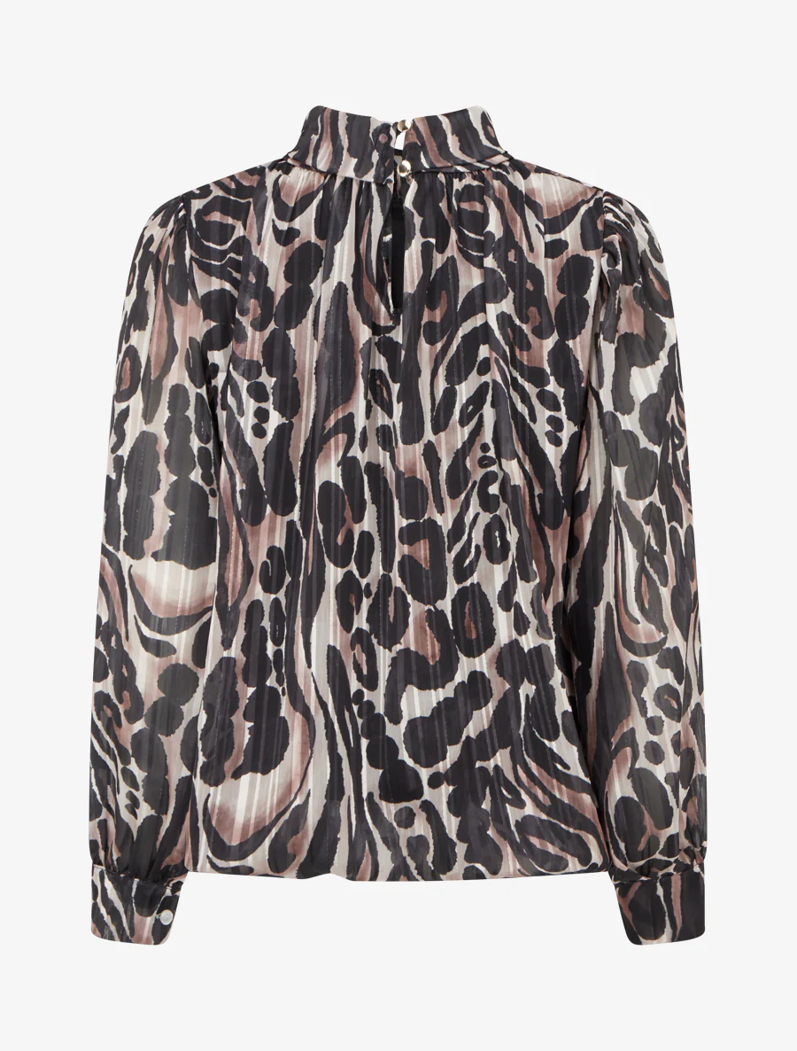 Blouse van voile met luipaardprint - Zwart - Image 2