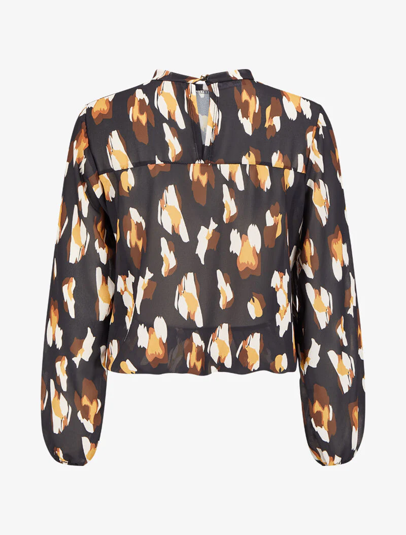 Vloeiende blouse met print - Zwart - Image 2