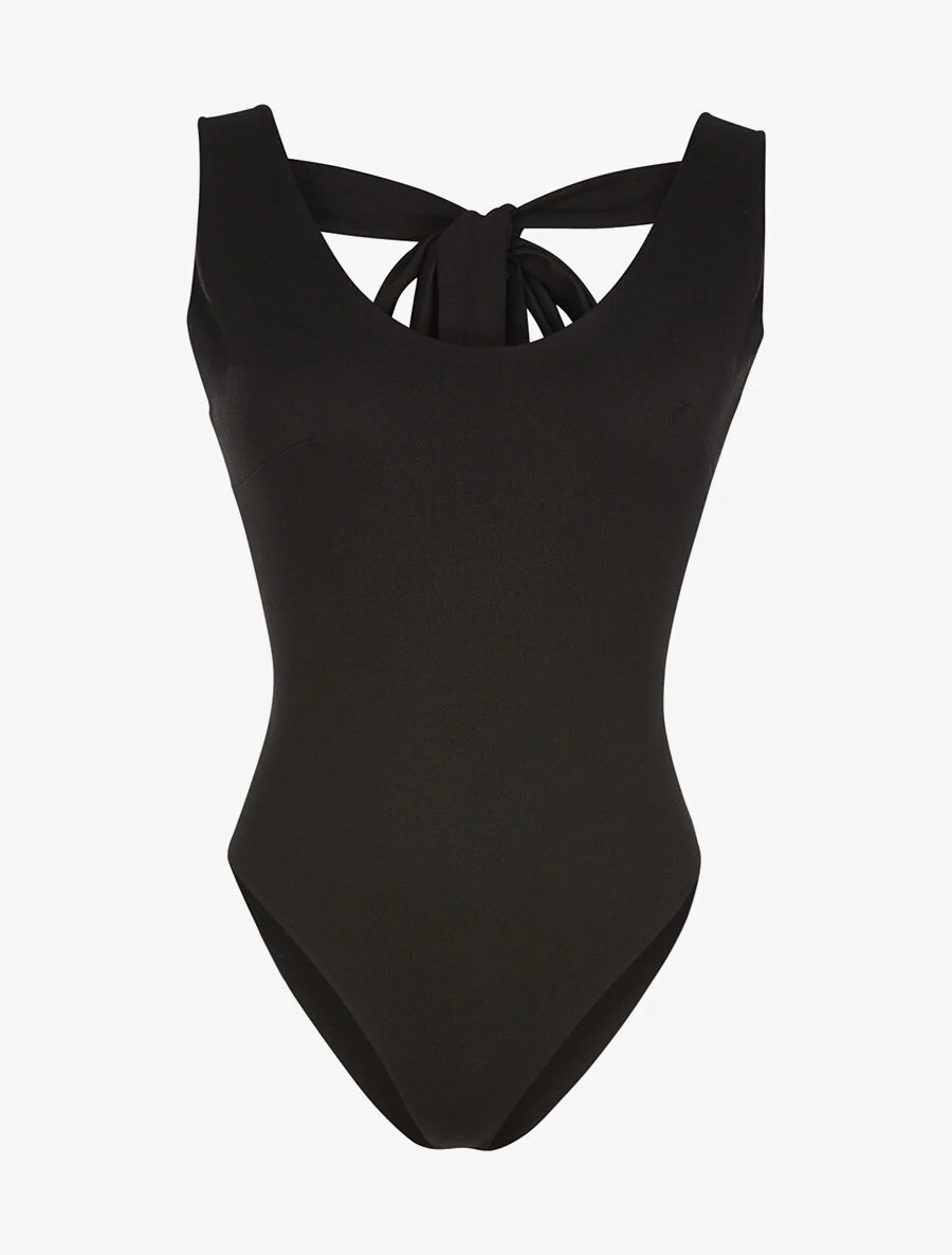 Body met striksluiting - zwart