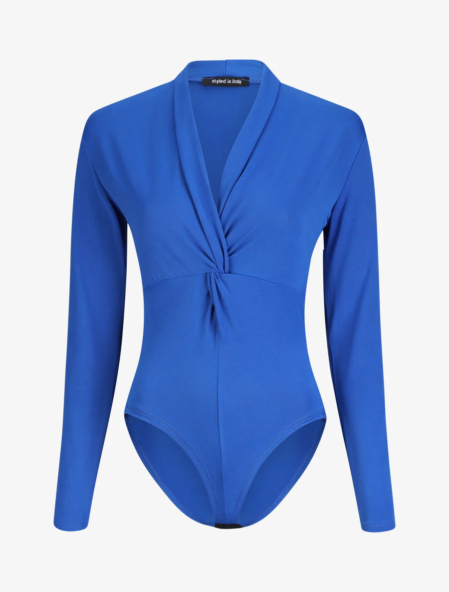 Body met knoop kraag stijl - Kobaltblauw