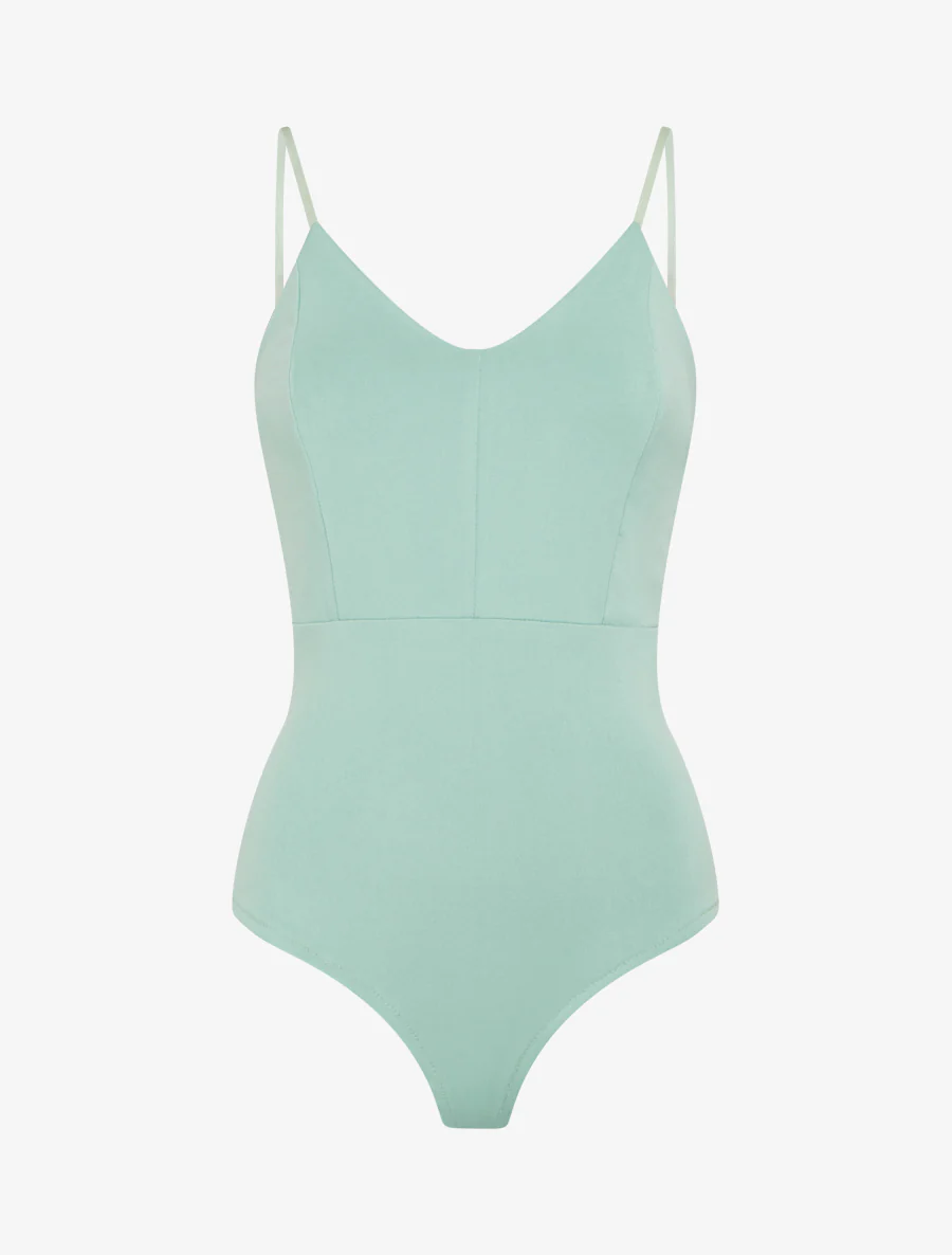 Body met V-hals en fijne bandjes - Watergroen