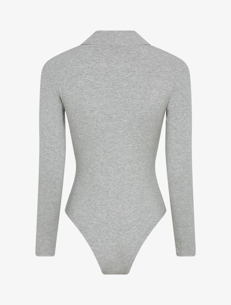 Body met opstaande kraag met zilverkleurige knopen - Grijs - Image 3