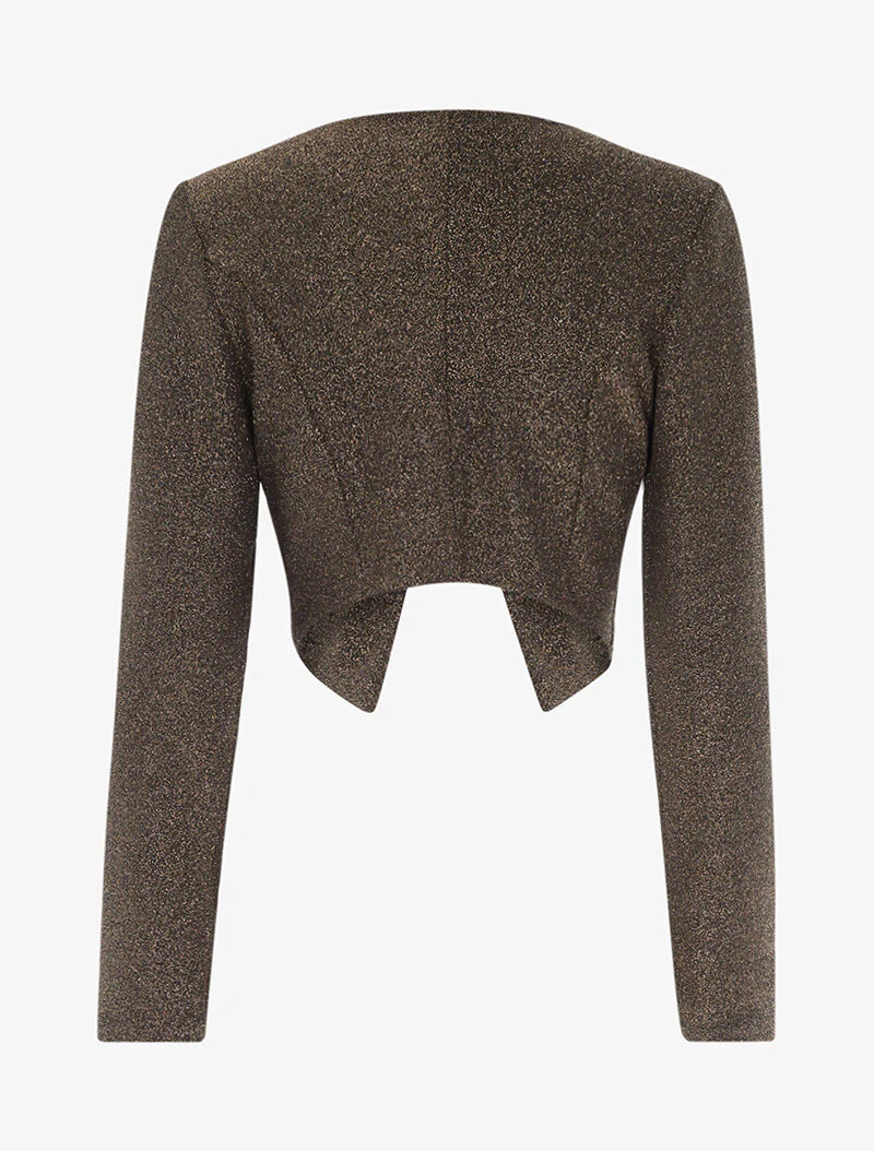 Iridescente bolero met asymmetrische panden - goud/zwart - Image 2