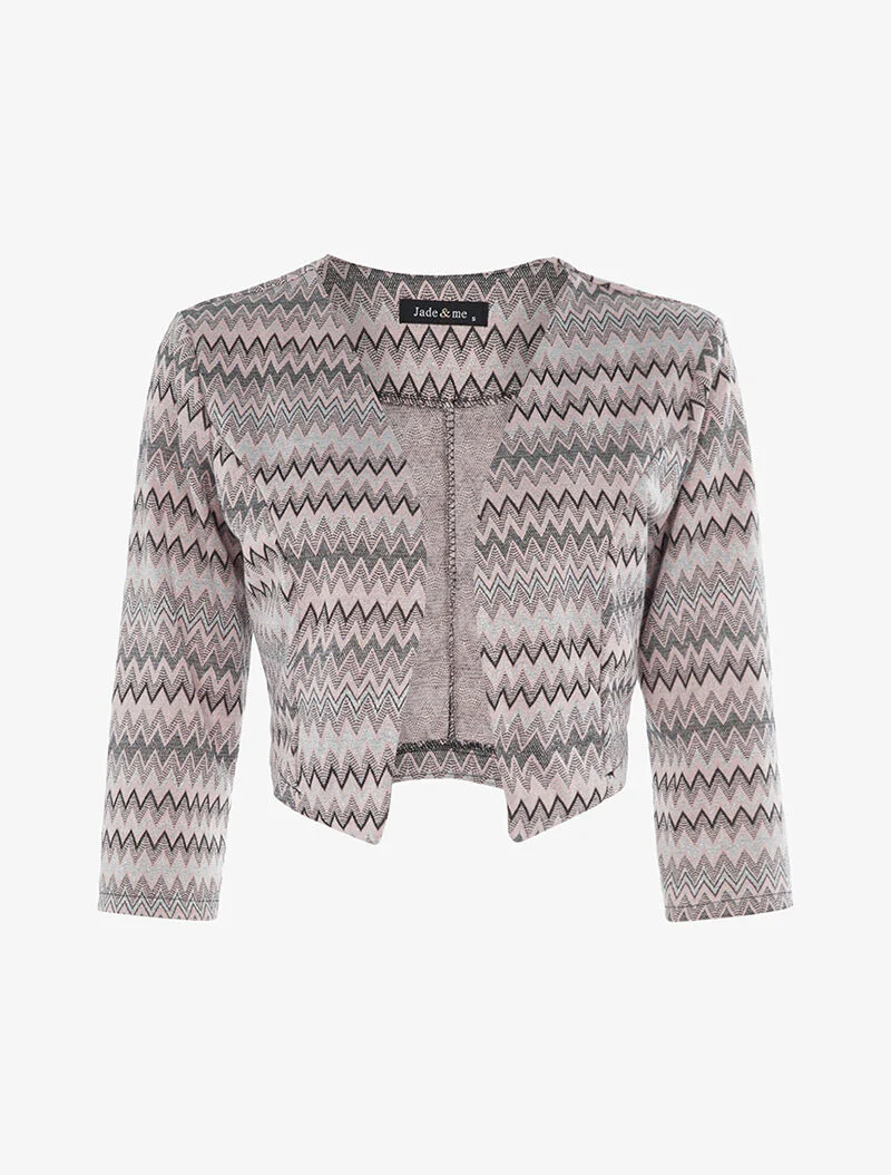 Bolero met iriserende Azteekse print - oudroze