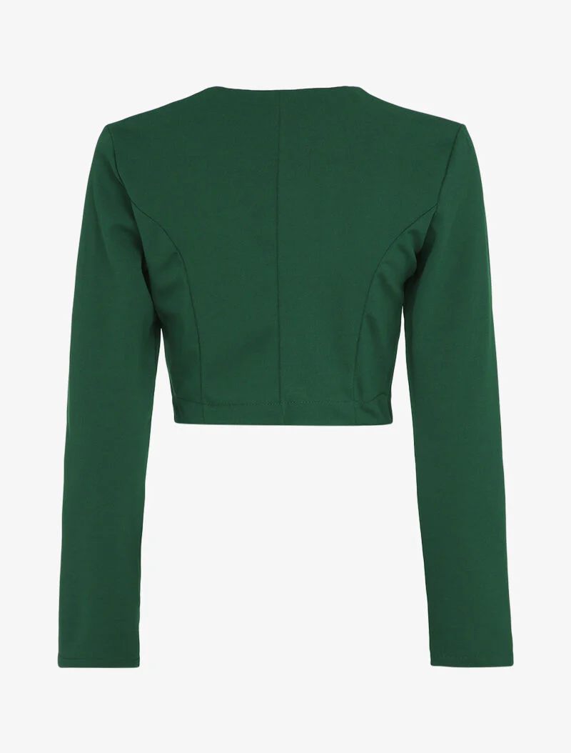 Bolero met lange mouwen en afgeronde panden - Dennengroen - Image 2