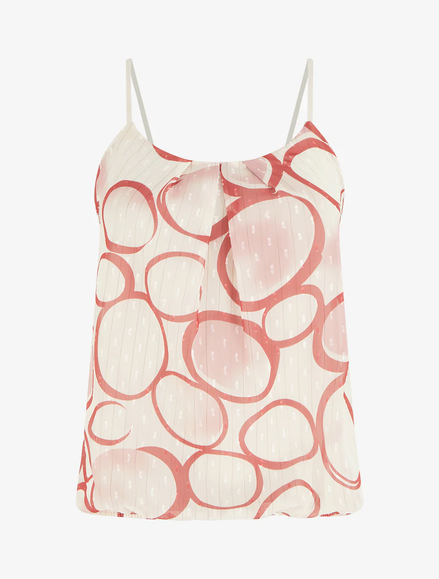 Bolgesneden caraco met cirkelprint - Rood