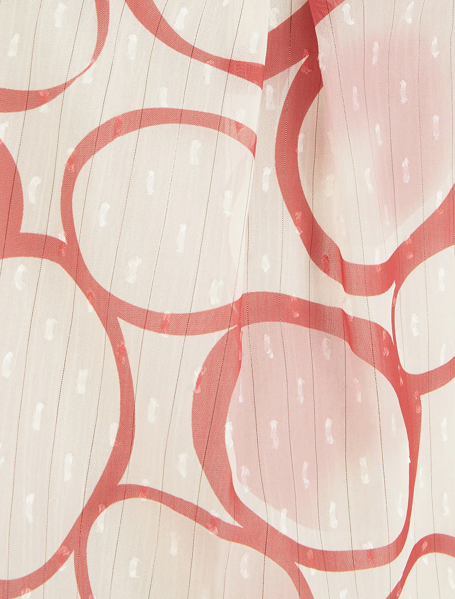 Bolgesneden caraco met cirkelprint - Rood - Image 3
