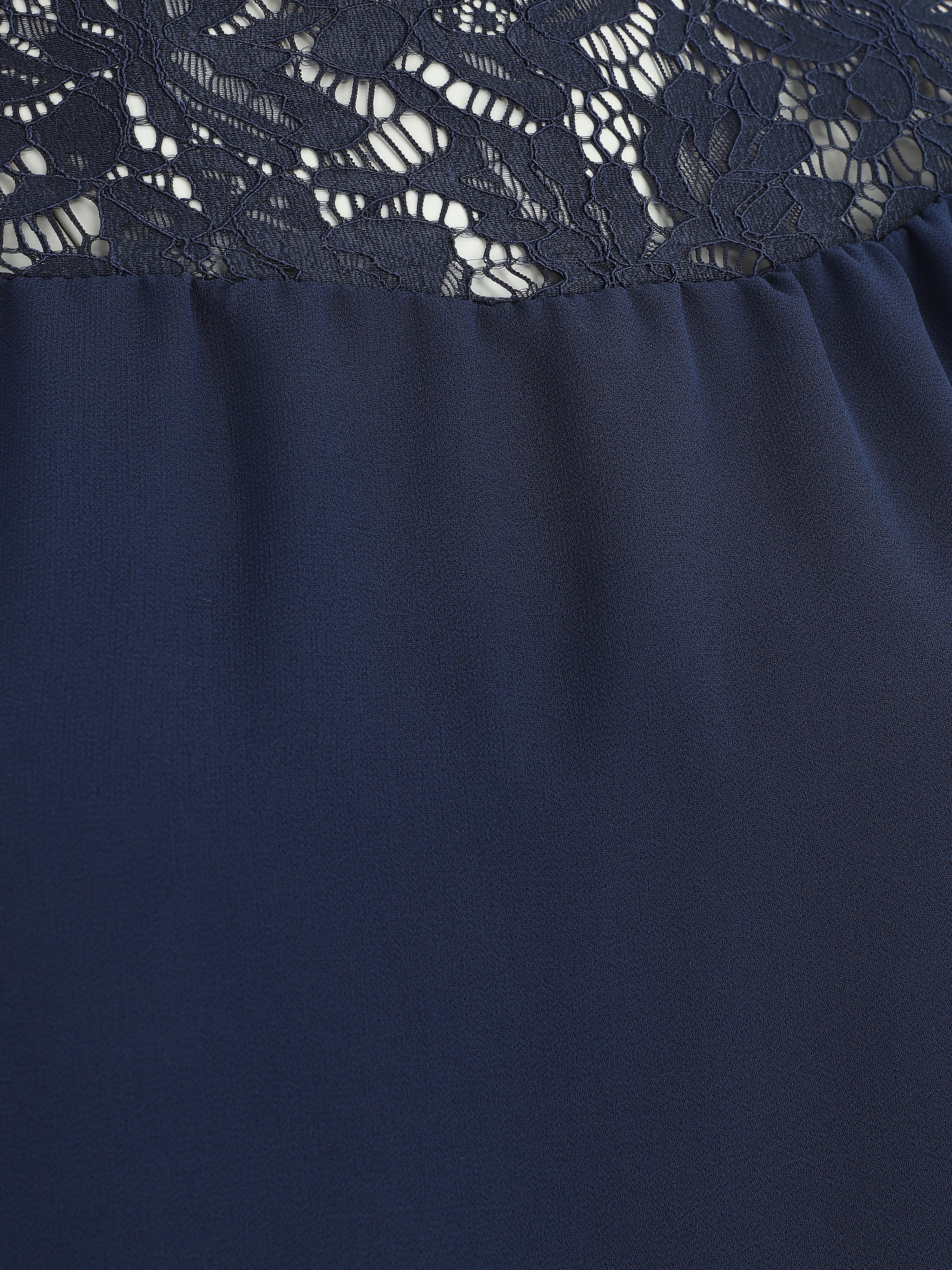 Bolvormige blouse van voile en kant - Marineblauw - Image 3