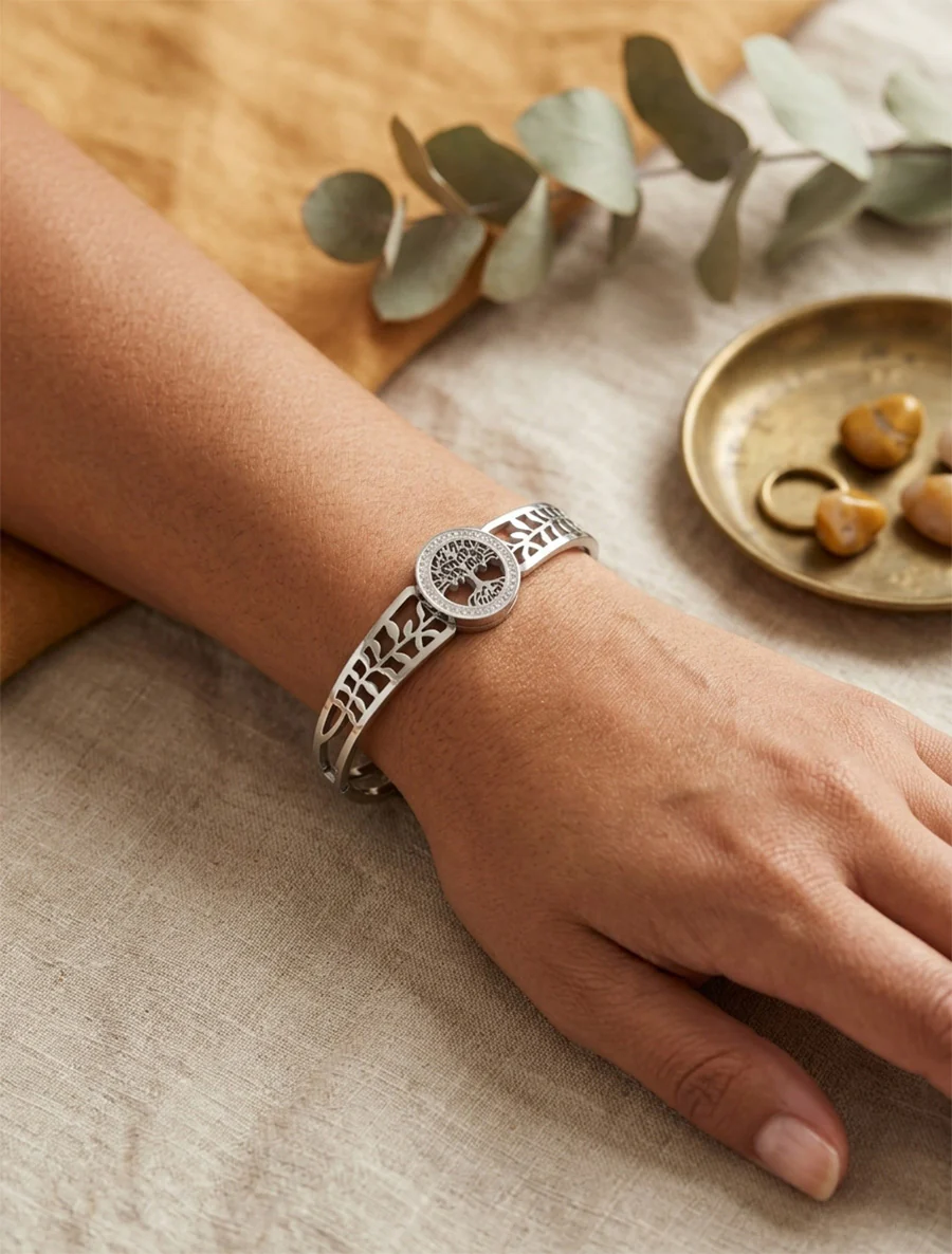 Boom des levens armband omgeven door witte zirkonen - Geld