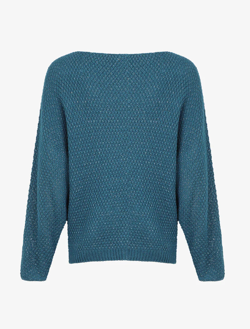 Irisee trui met boothals - Eendblauw - Image 2