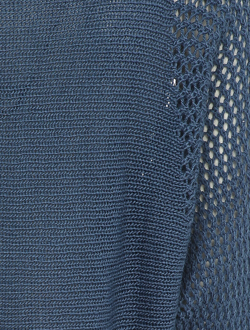 Trui met boothals en opengewerkte mouwen - Blauw - Image 3