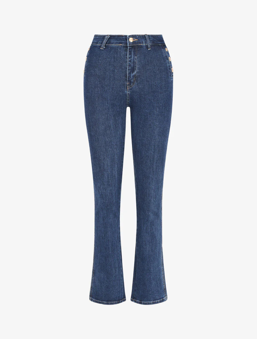 Bootcut jeans met sierknopen - blauw
