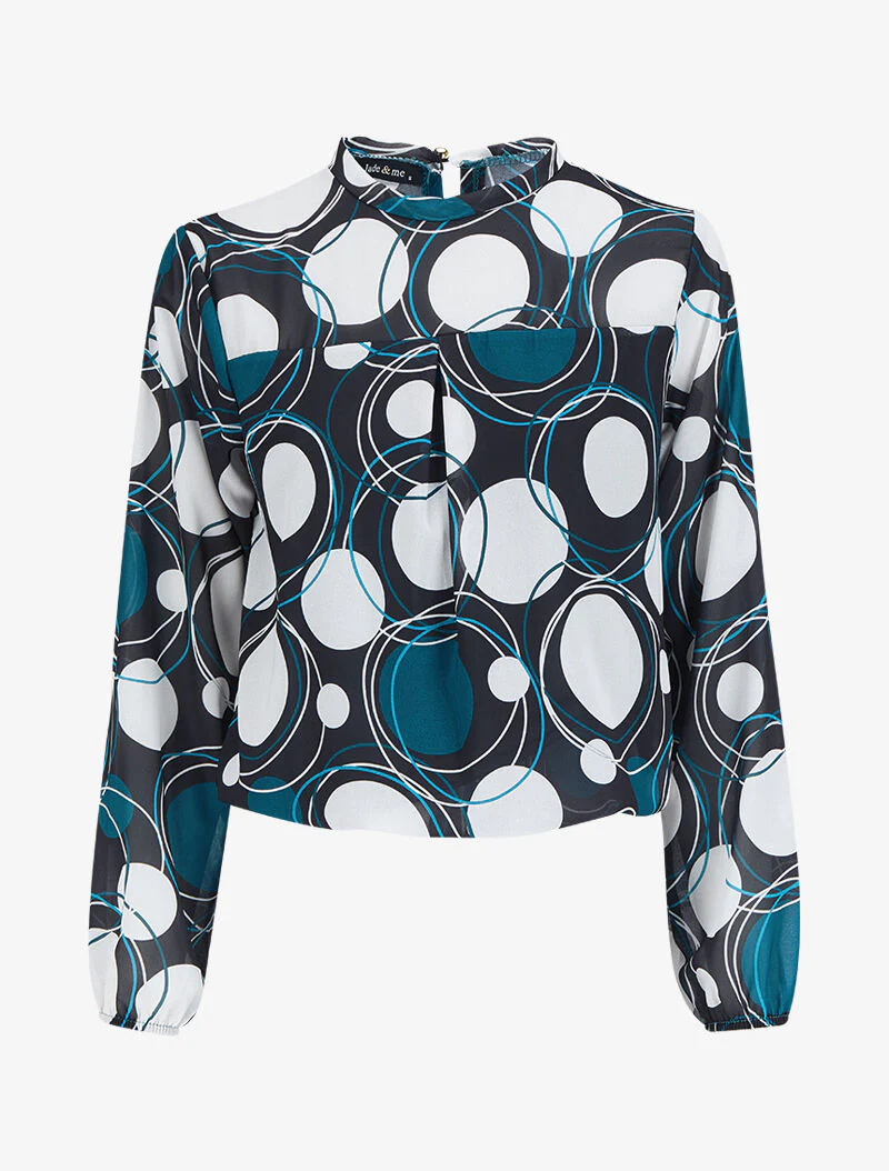 Boven bol met gedrukte stijlvolle cirkels - Blauw