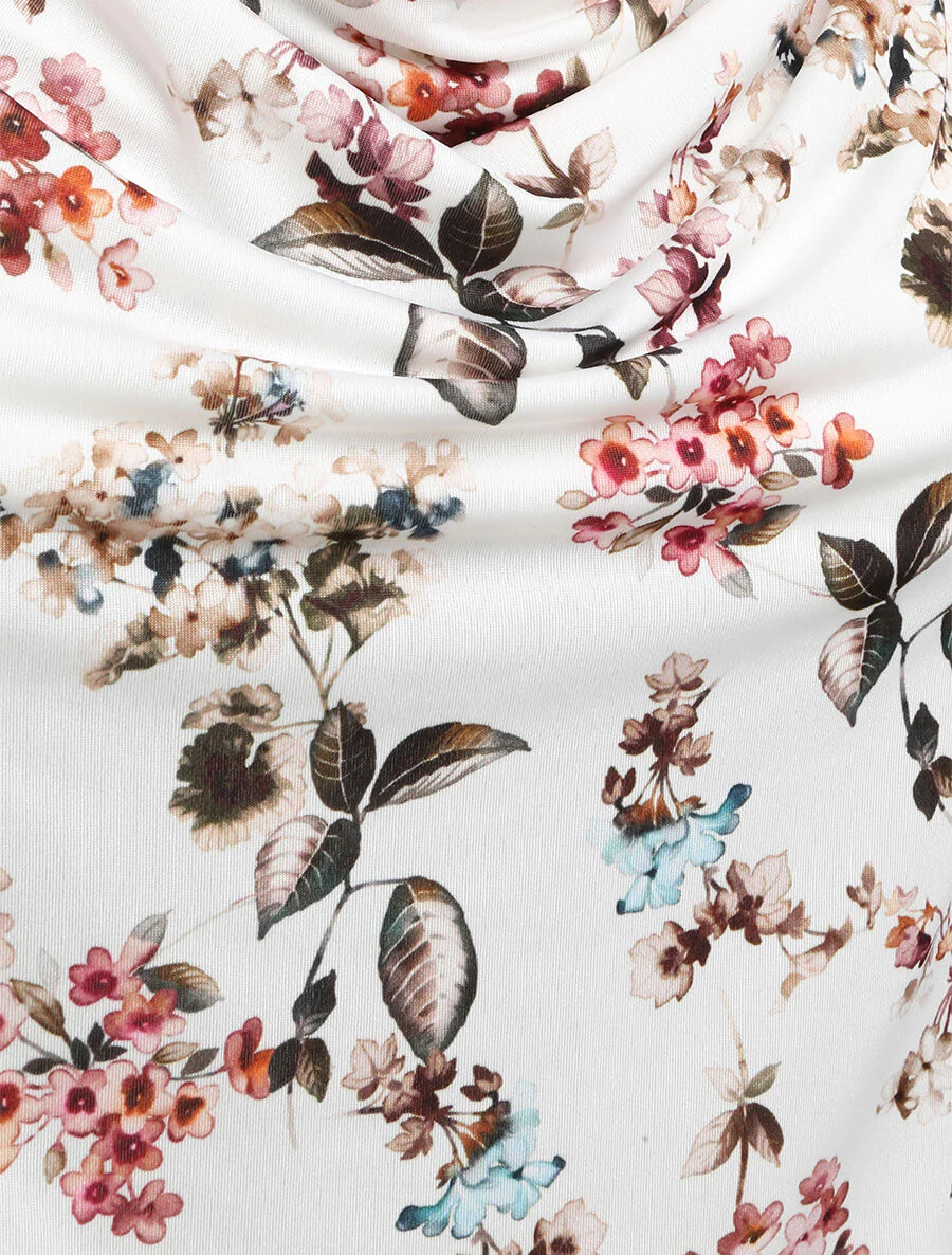 Top rechts col cowl met lentebloemenprint - Wit - Image 3