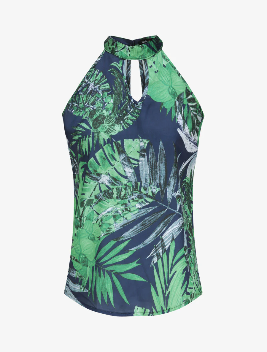 Bovenafdruk jungle met Amerikaanse kraag - marineblauw