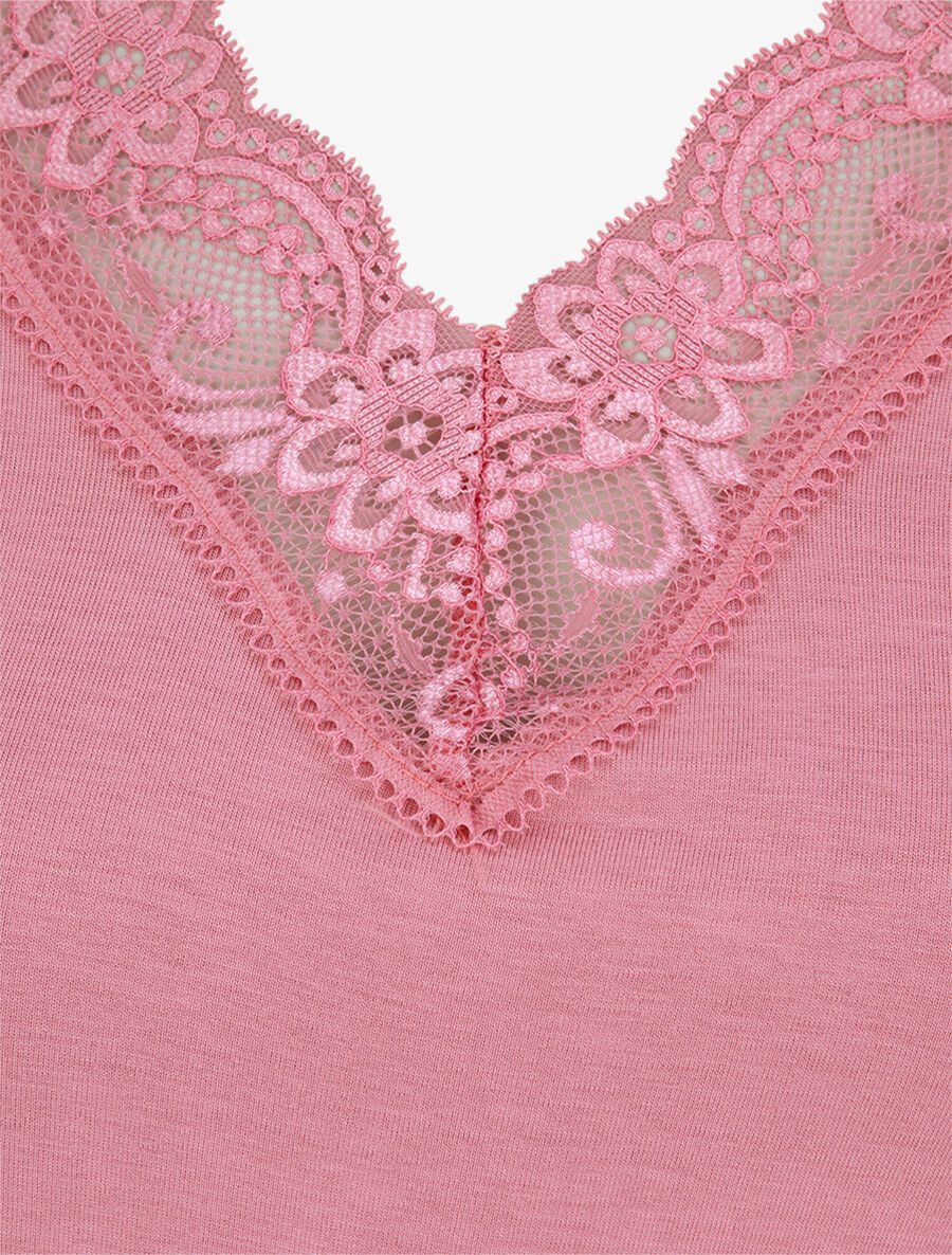 Bovenste jurk met kanten mouwen - Roze - Image 3