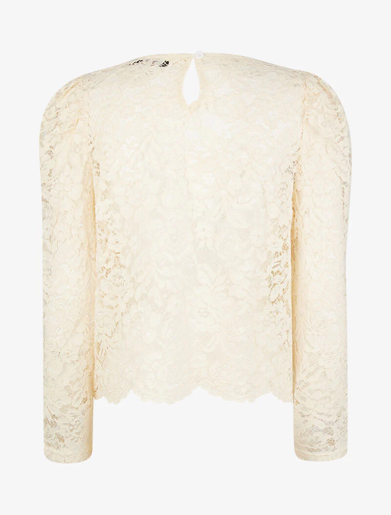 Bovenstuk met uitgesneden kant en festonranden - beige - Image 2