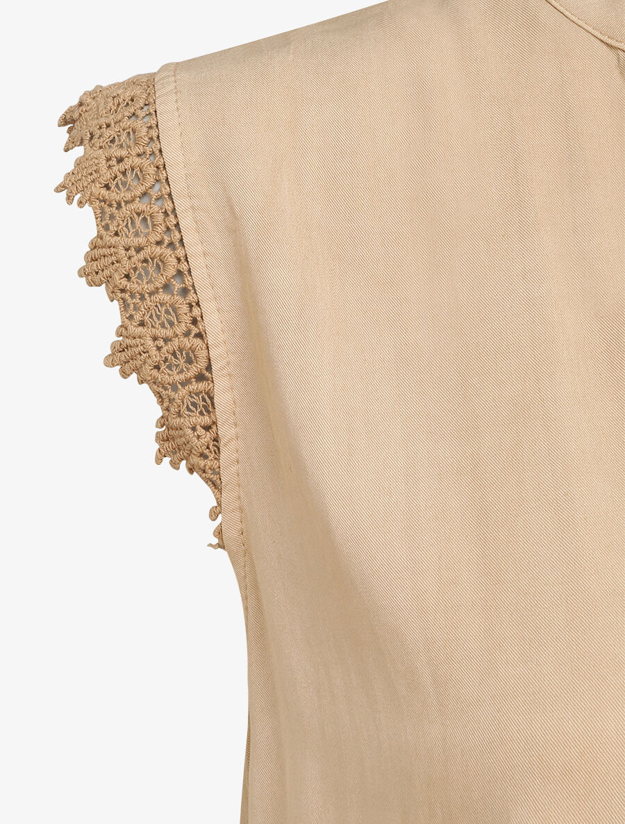 Bovenvloeiende gebreide mouwloze trui - taupe - Image 3