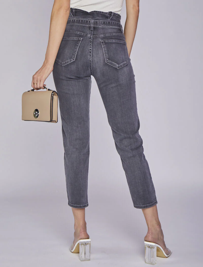Jean boyfriend 7/8 met hoge taille - Antraciet - Image 2
