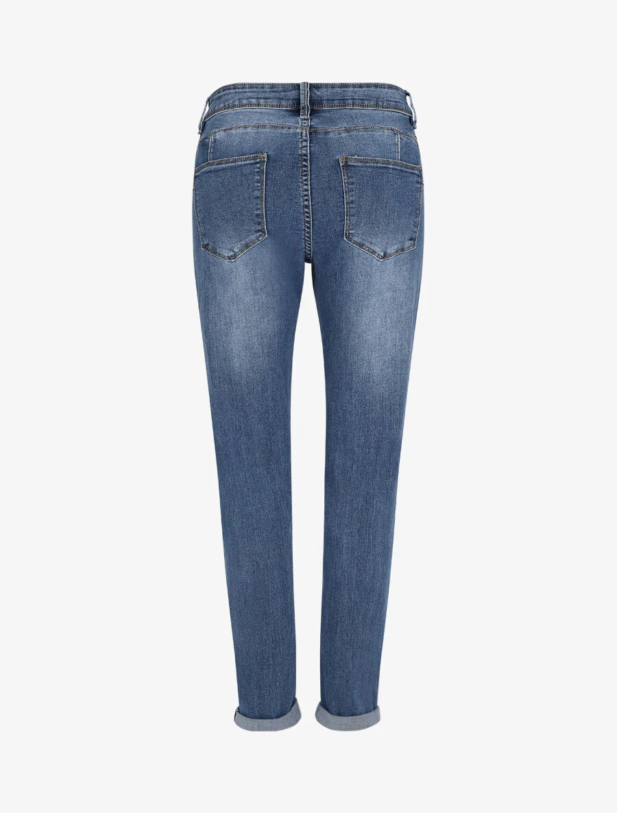 Jean boyfriend met omslag - Blauw denim - Image 2