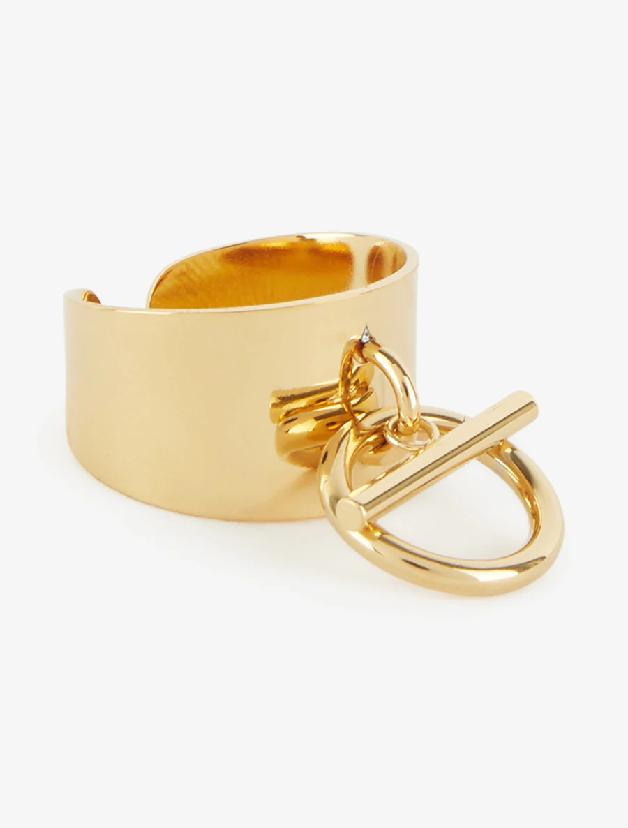 Brede ring met hanger sluiting T - Goud - Image 2